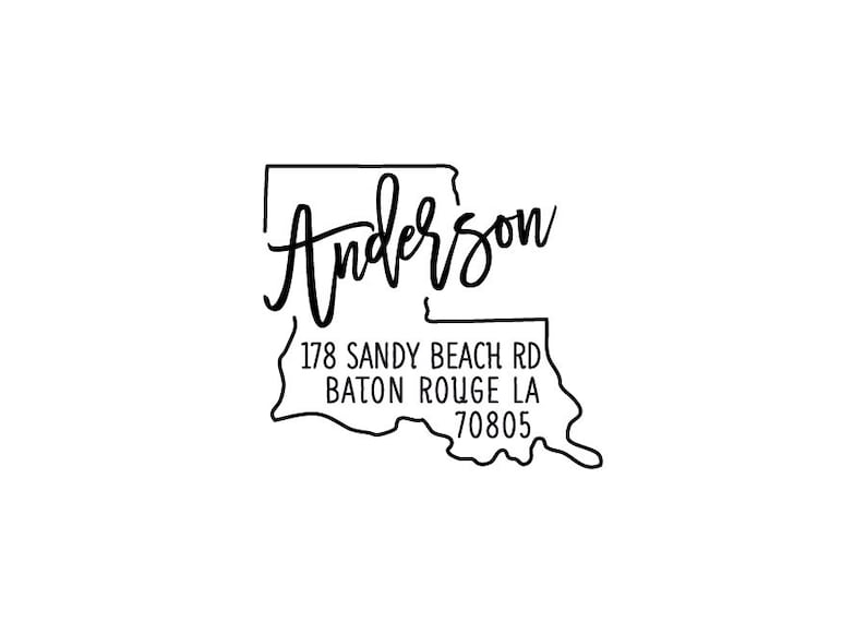 Custom Louisiana State Return Address Stamp Rubber Address Stamp Housewarming Gift Wedding Stamp Self Inking Stamp Save The Date Stamp