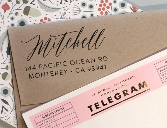 Customized Moon And Stars Return Address Stamp Calligraphy Hand Lettering Invitation Stationery Wedding Housewarming Gift Celestial Wedding