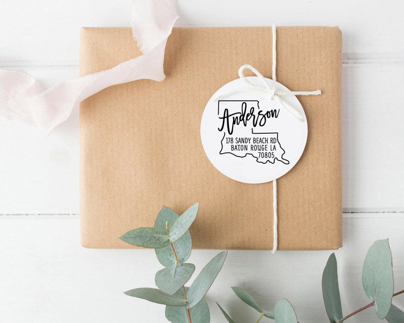 Custom Louisiana State Return Address Stamp Rubber Address Stamp Housewarming Gift Wedding Stamp Self Inking Stamp Save The Date Stamp