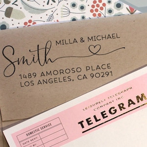 Heart Return Address Stamp Self Inking Rubber Address Stamp Custom Holiday Housewarming Wedding Gift Idea Save The Date Stamp Invitation