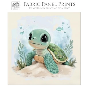 Sea Turtle Cotton Fabric, Ocean, Nursery, Baby, Animal, Wall Art, Large Print Fabric, Fabric Panel, Block Print Fabric, Art, Quilting, Quilt