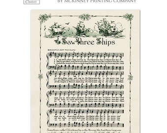 I Saw Three Ships, Christmas Fabric Panels, Small Print Fabric, Sheet Music, Large Print Fabric, Quilt Block, Muslin, Crafts, Quilting, Hymn