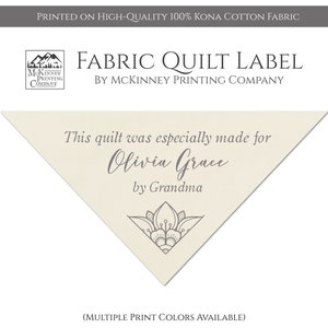 Quilt Label, Triangle, Personalized Quilt Labels, Custom, Kona Cotton, Small Print Fabric, Muslin, Crafts, Tags, Quilting, Quilt, Corner