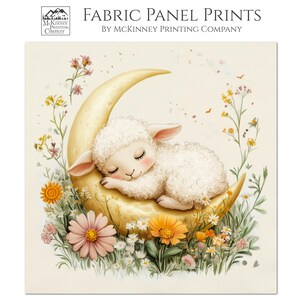 Sheep Fabric, Lamb, Baby Fabric Panels, Moon, Floral, Nursery
