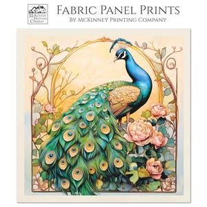 Art Nouveau Fabric, Bird Fabric Panel, Peacock Fabric, Shabby Chic Fabric, Floral, Art Deco, Large Print, Vintage, Quilt, Quilting, Cotton
