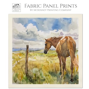 Horse Quilt, Horse Fabric, Horse Fabric Panels, Ranch, Watercolor, Pony, Wall Art, Large Print, Block Print Fabric, Cotton, Gift, Quilting