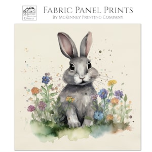 Bunny Fabric, Baby Fabric Panels, Infant, Nursery, Neutral, Cute, Wall Art, Large Print Fabric, Block Print Fabric, Cotton, Quilting, Quilt