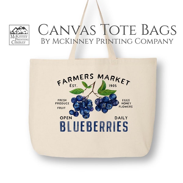 Blueberry Gift, Cute Canvas Tote Bag, Grocery, Reusable, Everyday, Large Canvas Tote Bag, Canvas Tote Bag with Zipper, Fabric Shoulder Bag