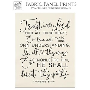 Trust In The Lord, Proverbs 3 5 6, With All Your Heart, Large Print Fabric, Fabric Panel, Block Print Fabric, Cotton, Craft, Quilting, Quilt