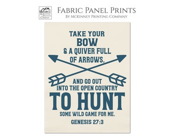Hunting, Genesis 27 3, Bow, Gifts, Men, Large Print Fabric, Fabric Panel, Small, Block Print Fabric, Quilt, Cotton, Muslin, Quilting, Craft