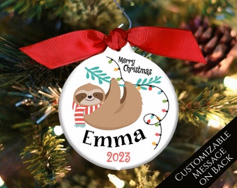 Sloth Gifts, Sloth Ornament, Personalized, Name, Baby, Kids, Funny, 1st, First Christmas, Custom, Christmas Ornament, Keepsake, Gift, 2023