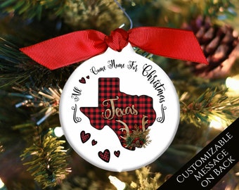 Texas Ornament, Texas State, All Hearts Come Home, Outline, Christmas, Secret Santa, Stocking Stuffer, Tree Decor, Custom, Personalize, Gift