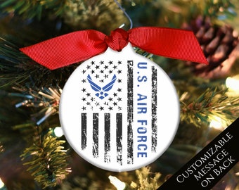 United States Air Force, Military Ornaments, Veteran Christmas Ornaments, Gift, Patriotic, Custom, Bauble, Active, Decor, Personalized, USAF