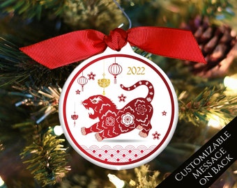 Chinese New Year, Year of the Tiger, Chinese Zodiac, Ornament, Personalize, Ceramic, Custom, Tree, Home Decor, Gift Idea, Lunar, Gifts