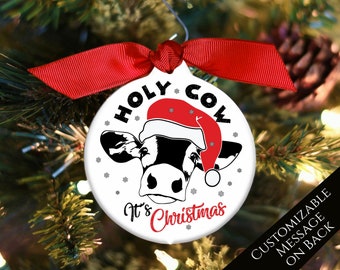 Cow Ornament, Cow Gifts, Cow Decor, Stocking Stuffer, Farm, Cow Lover, Funny, Secret Santa Gift, Christmas, Custom, Bauble, Personalized