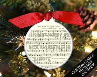 Vecchia croce robusta, inno, spartiti vintage, testi, canzoni, ornamenti religiosi, personalizzato, personalizzato, regalo cristiano, chiesa, arredamento, Natale