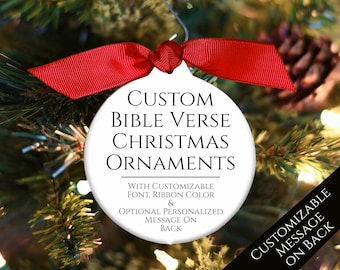 Christian Christmas Ornament, Custom Bible Verse, Christmas in Heaven Ornament, Gift, First Communion, Confirmation, Baptism, Personalized