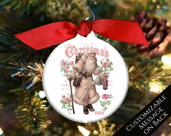 Victorian Christmas Decor, Santa, Victorian Christmas Ornaments, Vintage Santa Ornament, Custom, Personalized Gift, Shabby Chic, Stocking