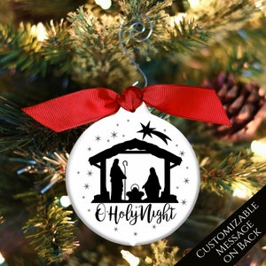 Nativity Ornament, Nativity Scene, Jesus, Stable, Holy Family, Manger, Holiday, Religious Gift, Christian Christmas Ornament, Personalized