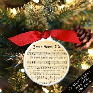 Jesus Loves Me, Hymn, Vintage Sheet Music, Lyrics, Songs, Religious Ornaments, Custom, Personalized, Christian Gift, Church, Decor, Xmas