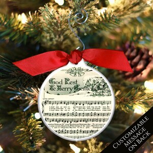 Christmas Sheet Music, God Rest Ye Merry Gentlemen, Vintage Sheet Music, Lyrics, Songs, Ornament, Custom, Personalized, Christmas Hymns
