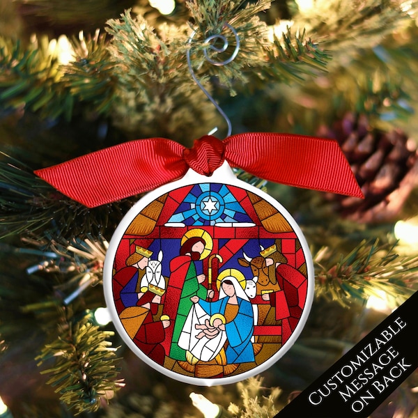 Holy Family Ornament, Nativity, Nativity Scene, Baby Jesus Ornament, Stable, Manger, Mary, Christian Gift, Christmas, Custom, Personalized