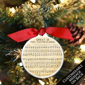 Vintage Sheet Music, Great Is Thy Faithfulness, Hymn, Lyrics, Song, Religious Ornaments, Custom, Personalized, Christian Gift, Church, Decor