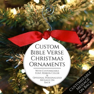 Christian Christmas Ornament, Custom Bible Verse, Christmas in Heaven Ornament, Gift, First Communion, Confirmation, Baptism, Personalized