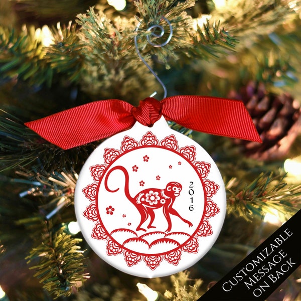 Chinese New Year, Year of the Monkey, Chinese Zodiac, Ornament, Personalize, Ceramic, Custom, Tree, Home Decor, Gift Idea, Gifts