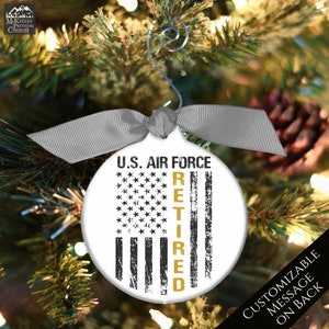 Military Ornaments, Air Force Ornament, Veteran Christmas Ornaments, Gift, Retired, Custom, Bauble, Decor, Personalized, USAF, Dad, Grandpa