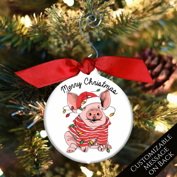 Pig Ornament, Pig Lover Gift, Pig Gifts, Funny Ornament, Pig Decor, Christmas Ornament, Gift Idea, Porcelain, Farm, Custom, Personalize