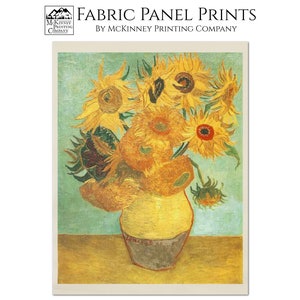 Van Gogh Fabric, Van Gogh Sunflowers - Large Print Fabric, Fabric Panel, Block Print Fabric, Cotton, Muslin, Crafts, Quilting, Sewing, Quilt