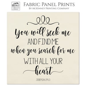 Jeremiah 29 13, Bible Verse, Quote, Christian, Large Print Fabric, Fabric Panel, Small, Block Print Fabric, Cotton, Crafts, Quilting, Quilt