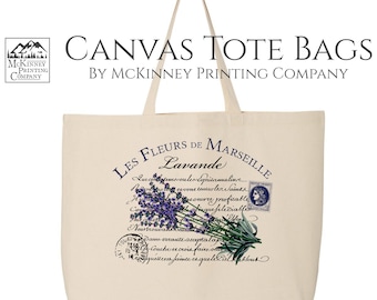Floral Fabric Tote Bag, Shabby Chic, French, Floral, Lavender, Beach, Travel, Canvas Tote Bag with Zipper, Fabric Shoulder Bag, Gift