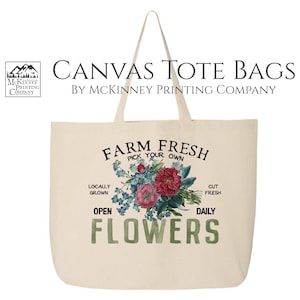 Floral Fabric Tote Bag, Flower, French Country, Reusable, Shopping, Large Canvas Tote Bag, Canvas Tote Bag with Zipper, Fabric Shoulder Bag