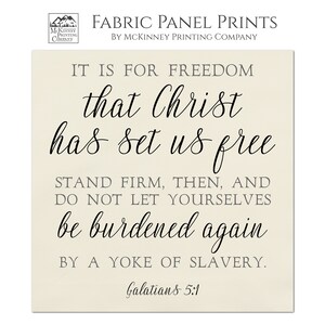 Galatians 5:1, Bible Verse, Large Print Fabric, Fabric Panel, Small, Block Print Fabric, Crafts, Quilting, Quilt, Scripture, Wall Art, Decor