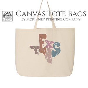 Texas Bag, Beach, Travel, Large Canvas Tote Bag, Shopping, Groceries, Canvas Tote Bag with Zipper, Fabric Shoulder Bag, Off Shoulder
