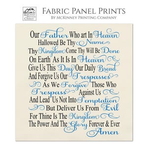 The Lord&#39;s Prayer, Matthew 6, Bible Verse, Large Print Fabric, Fabric Panel, Small, Block Print Fabric, Cotton, Crafts, Quilting, Quilt