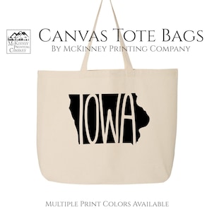 Iowa, Iowa State, Iowa Gift, Iowa Silhouette, Everyday Tote Bag, Cute Canvas Tote Bag, Large Canvas Tote Bag, Fabric Shoulder Bag, Reusable