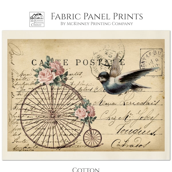 Tela Shabby Chic, Tela Victoriana, Pájaro, Vintage, Tela con Estampado Grande, Panel, Tela con Estampado de Bloques, Algodón, Floral, Edredón, Arte Mural, Pequeño