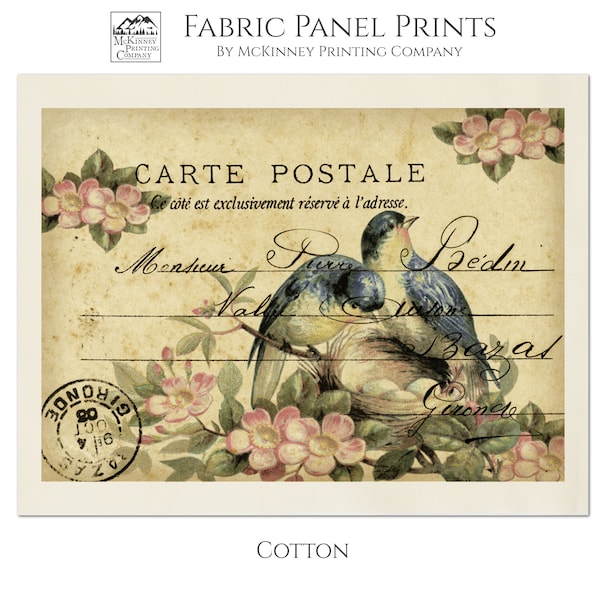 Tela francesa antigua, tela shabby chic, victoriana, vintage, tela con estampado grande, panel, tela con estampado de bloques, algodón, floral, colcha, pequeña