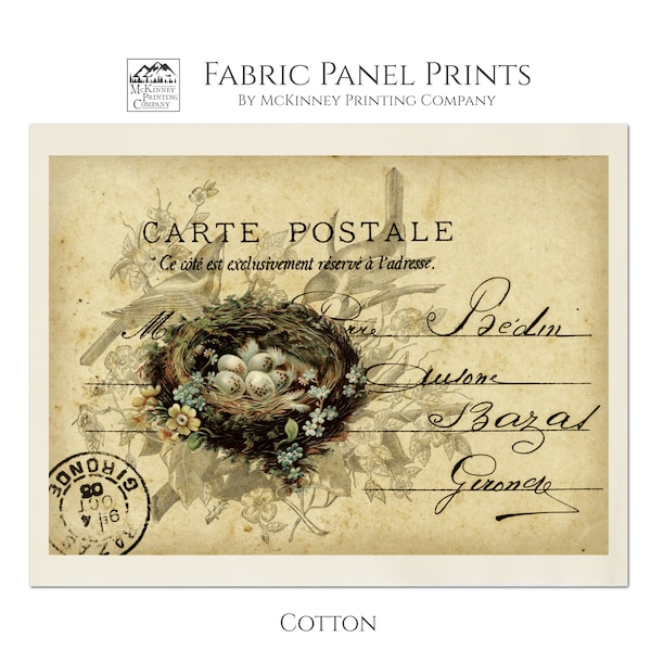 Tela shabby chic, panel de tela con pájaros, tela victoriana, vintage, estampado grande, edredón, arte mural, pequeño, estilo francés campestre, acolchado, costura