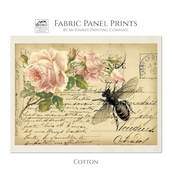 Tela Cabbage Rose, Shabby Chic, Antigua, Victoriana, Vintage, Tela con Estampado Grande, Panel, Tela con Estampado de Bloques, Algodón, Floral, Edredón, Pequeña