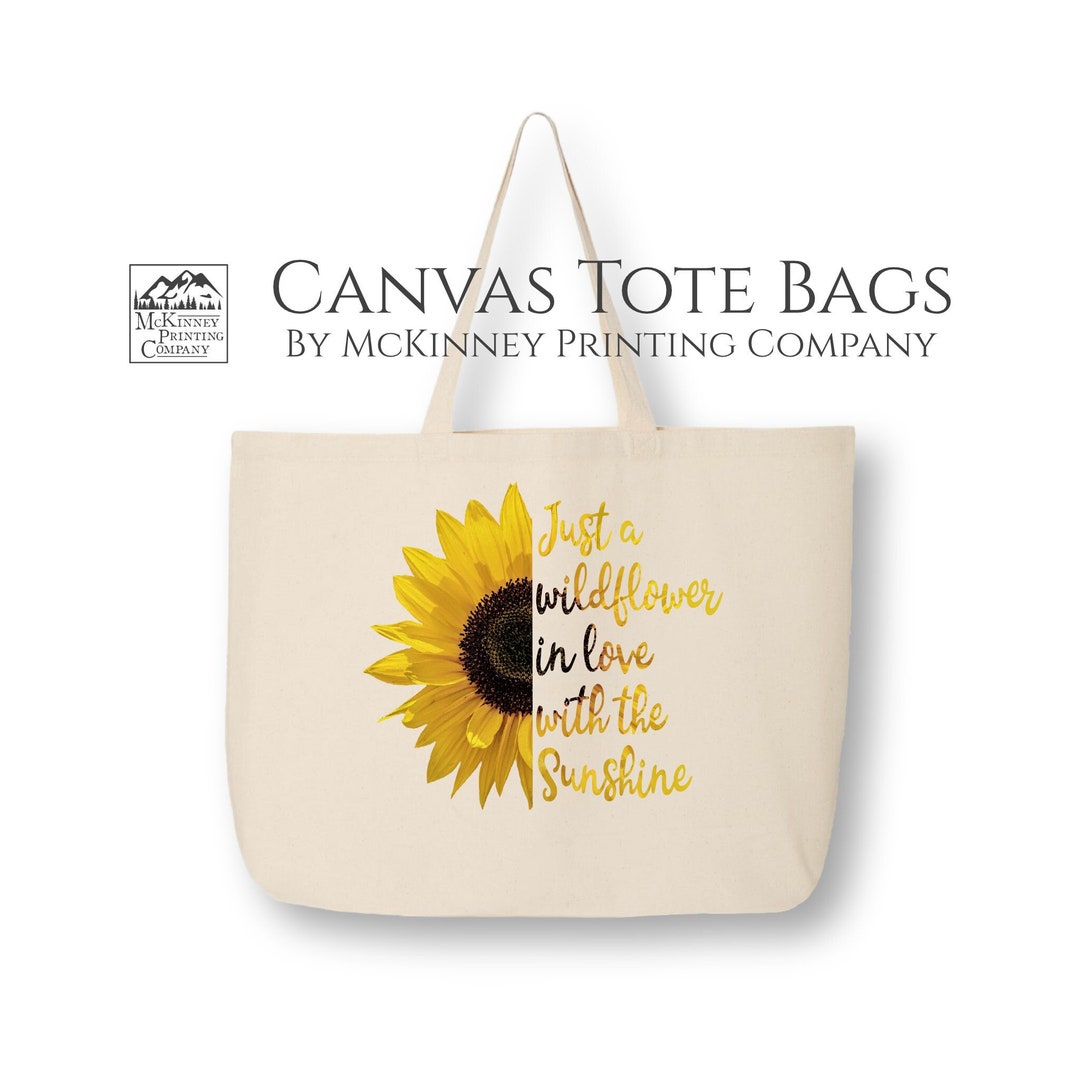 Sunflower Bag, Quotes About Life, Cute Canvas Tote Bag, Large