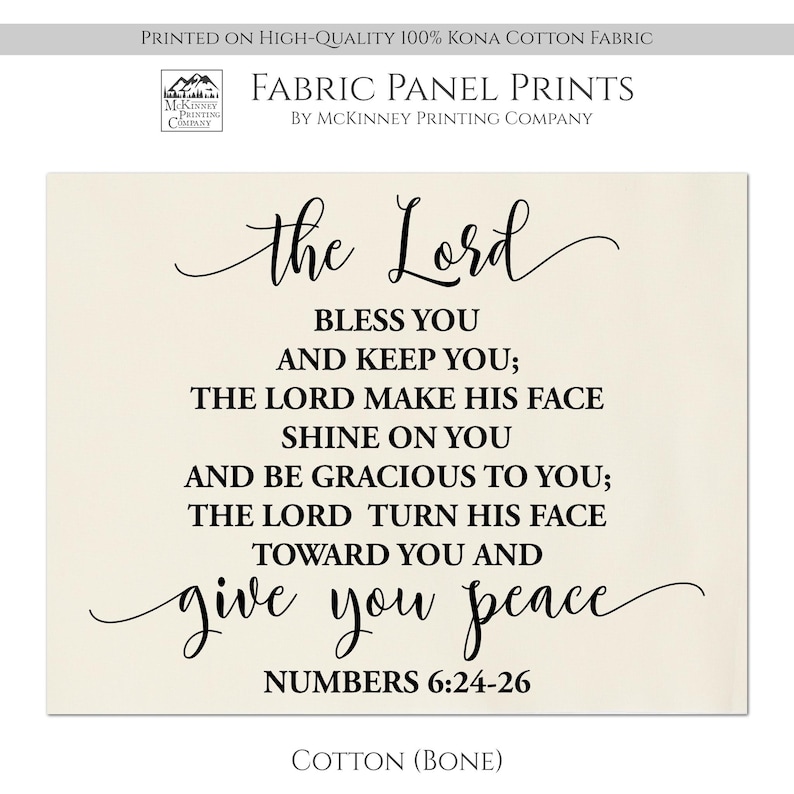The Lord Bless You and Keep You, Numbers 6 24 26, Bible Verse Fabric ...