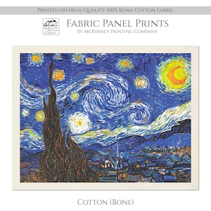 Starry Night Fabric, Van Gogh Fabric, Large Print Fabric, Wall Art, Painting, Block Print, Cotton, Canvas, Craft, Quilting, Sewing, Quilt