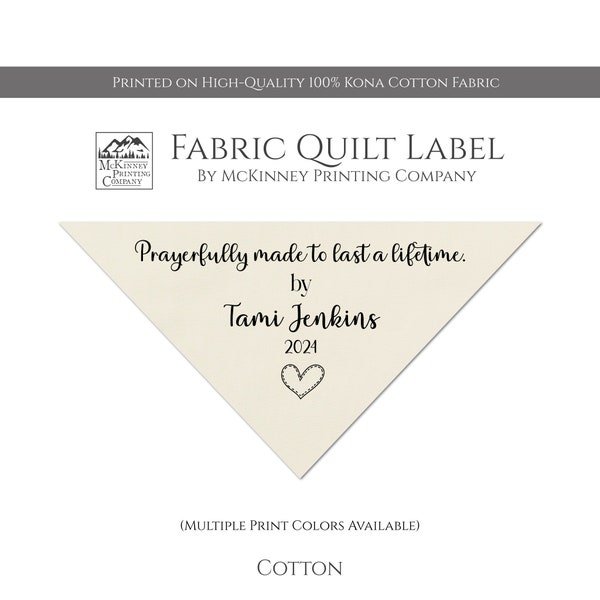 Quilt Label, Triangle, Personalized Quilt Labels, Custom, Kona Cotton, Small Print Fabric, Muslin, Crafts, Tags, Quilting, Quilt, Corner