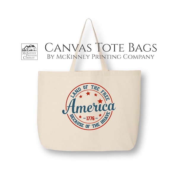 Patriot Pattern Print Leather Tote Bag