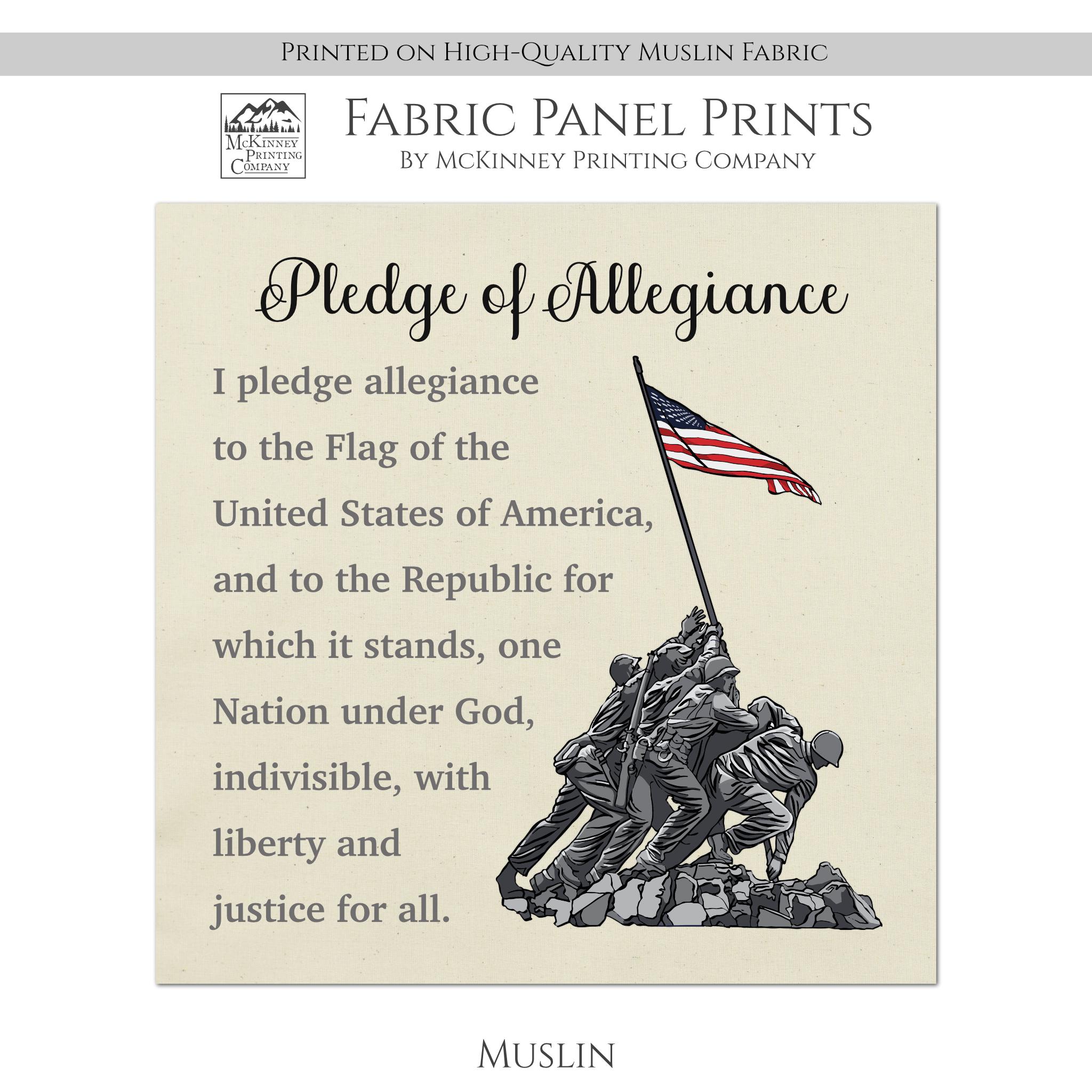 Block Pledge Patriotic Fabric, Pledge of Allegiance, American Flag, 4th of July ...