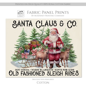 Christmas Fabric Panels, Santa Fabric, Victorian Decor, Xmas, Large Print Fabric, Block Print Fabric, Small Print, Craft, Quilting, Quilt